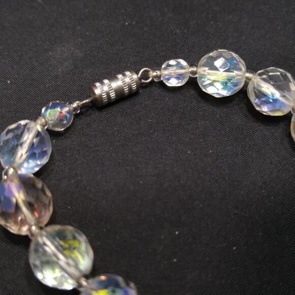 Vintage Czech Clear Crystal Bead Necklace, Fire Polished, 10mm, 18 1/2 Inches - Picture 4 of 8